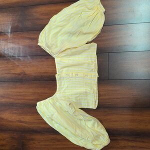 Forever 21 yellow striped crop top blouse size small